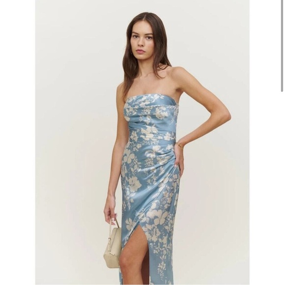 Reformation Barrow Silk Dress - Blue - Size 4 - Picture 2 of 8